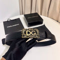 Dolce & Gabbana DG Logo Leather Belt – Gold / Silver / Black Buckle