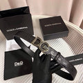 Dolce & Gabbana DG Logo Leather Belt – Gold / Silver / Black Buckle