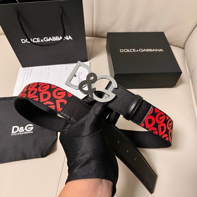 Dolce & Gabbana DG Logo Leather Belt – Gold / Silver / Black Buckle