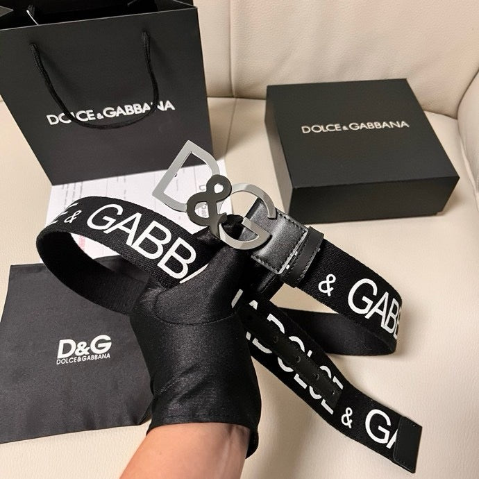 Dolce & Gabbana DG Logo Leather Belt – Gold / Silver / Black Buckle