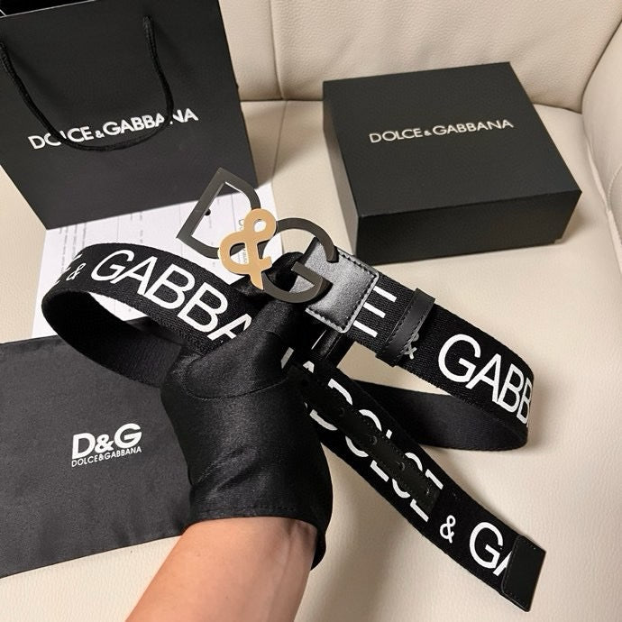 Dolce & Gabbana DG Logo Leather Belt – Gold / Silver / Black Buckle