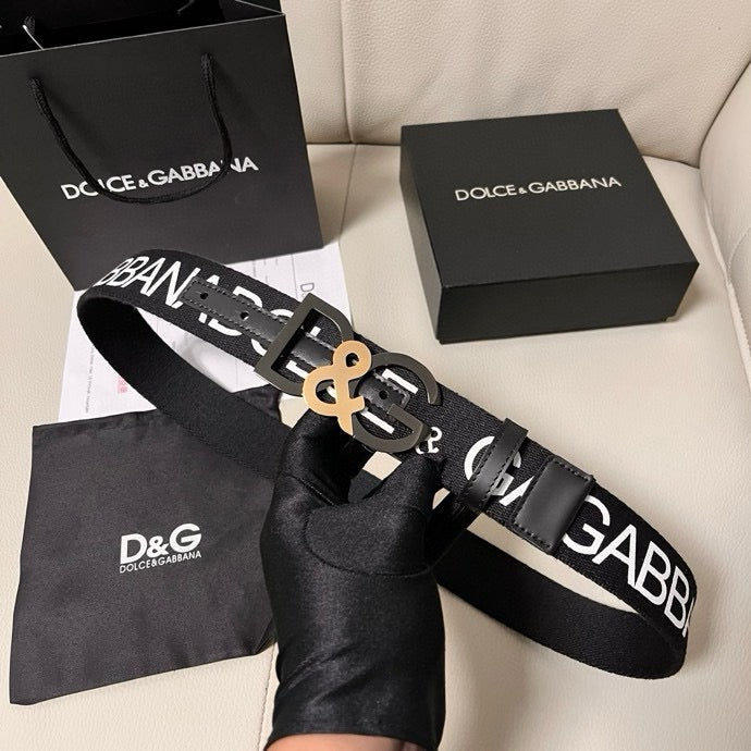 Dolce & Gabbana DG Logo Leather Belt – Gold / Silver / Black Buckle