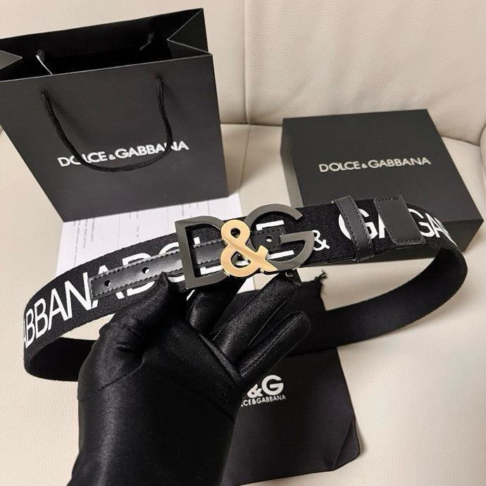 Dolce & Gabbana DG Logo Leather Belt – Gold / Silver / Black Buckle