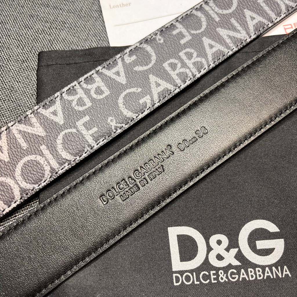 Dolce & Gabbana DG Logo Leather Belt – Gold / Silver / Black Buckle