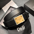 Dolce & Gabbana DG Logo Leather Belt – Gold / Silver / Black Buckle