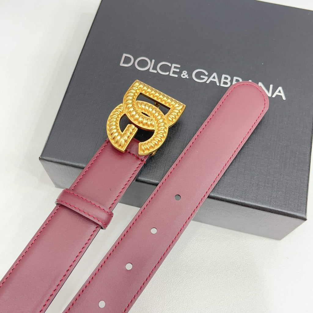 Dolce & Gabbana DG Logo Leather Belt – Gold / Silver / Black Buckle