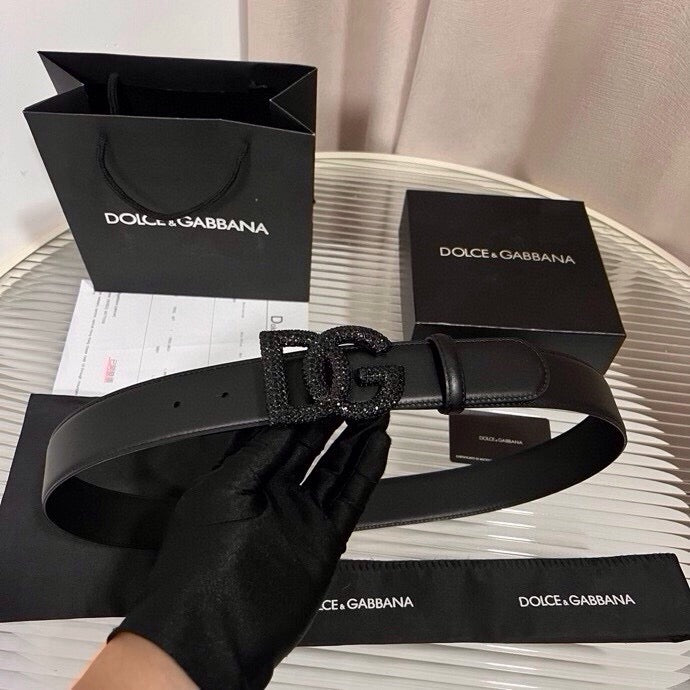 Dolce & Gabbana DG Logo Leather Belt – Gold / Silver / Black Buckl