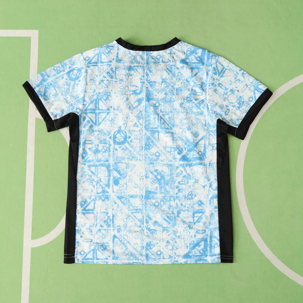 Portugal Away Kids Kit 2024 – White & Blue Azulejo Print Children's Football Jersey | FPF Youth Kit