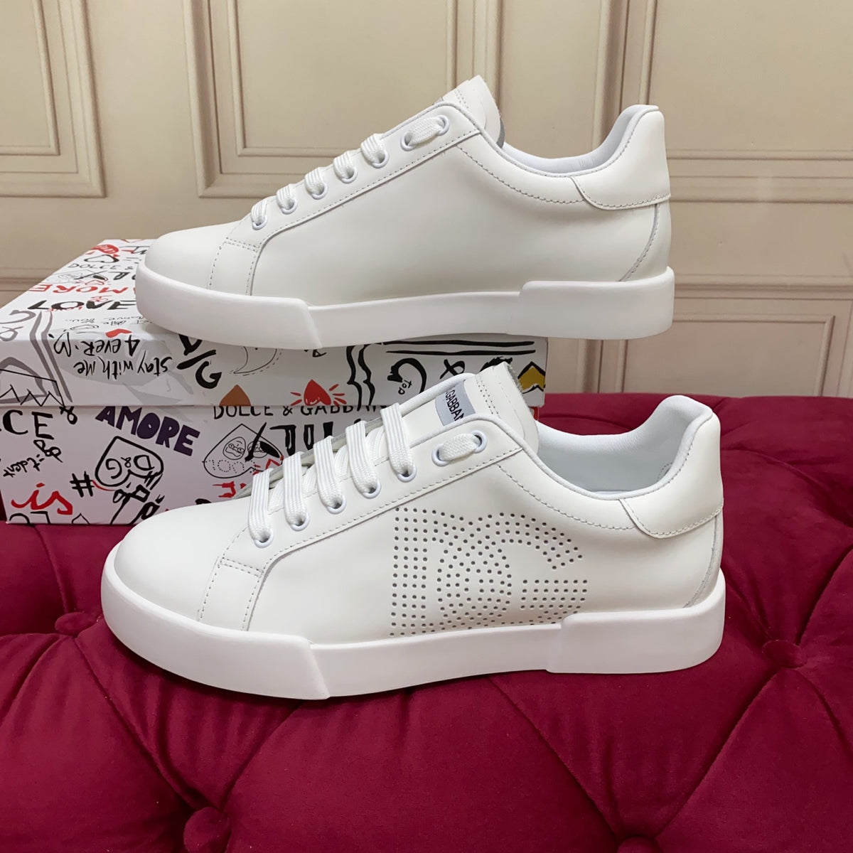 Dolce & Gabbana DG Heavy-Craft Calfskin Sneakers with 5D Accents