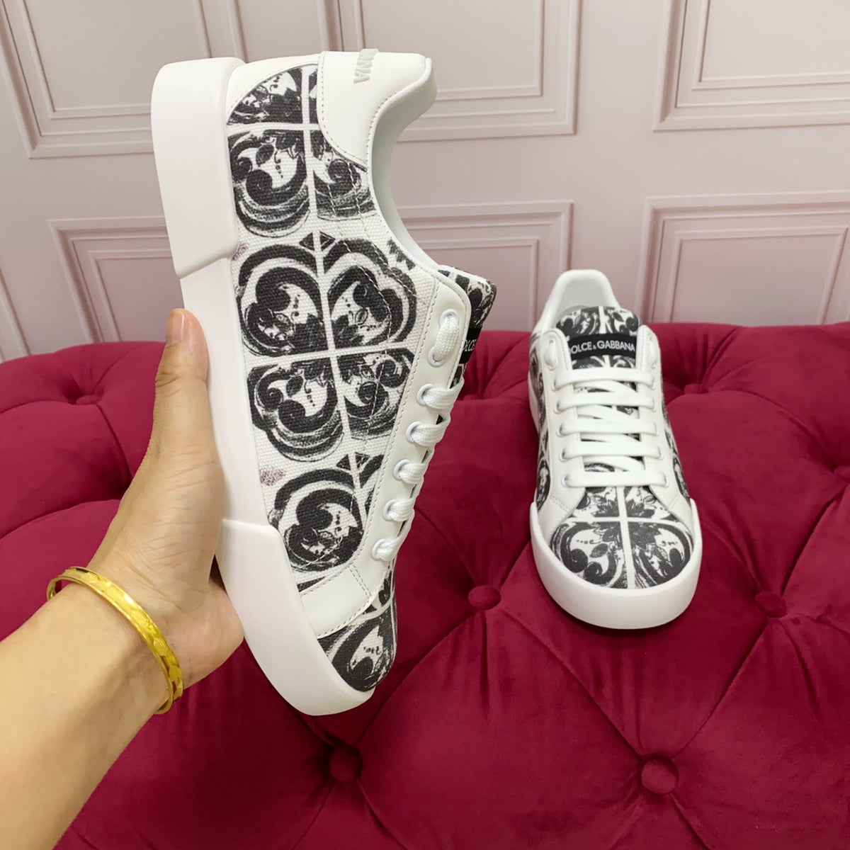 Dolce & Gabbana DG Heavy-Craft Calfskin Sneakers with 5D Accents