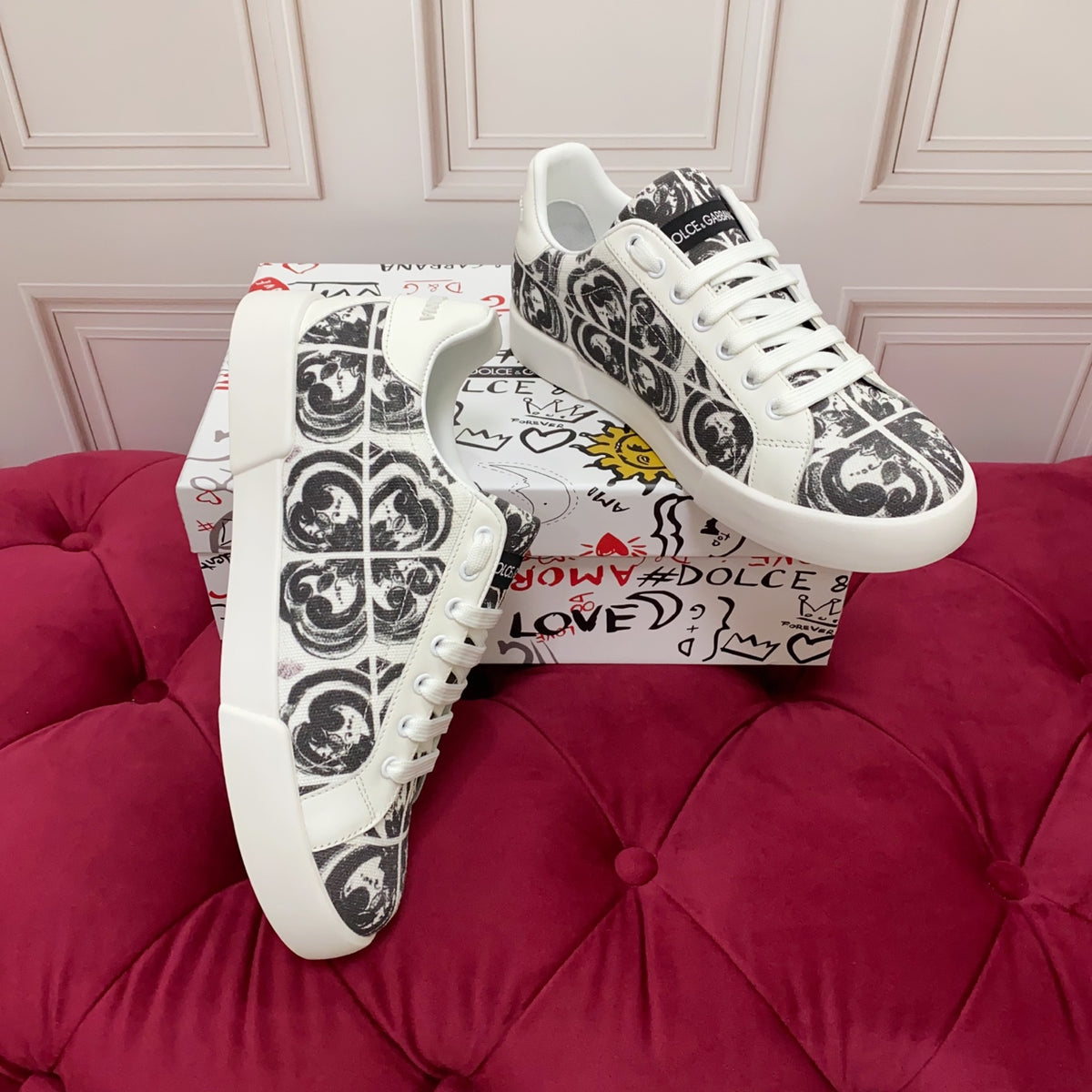 Dolce & Gabbana DG Heavy-Craft Calfskin Sneakers with 5D Accents