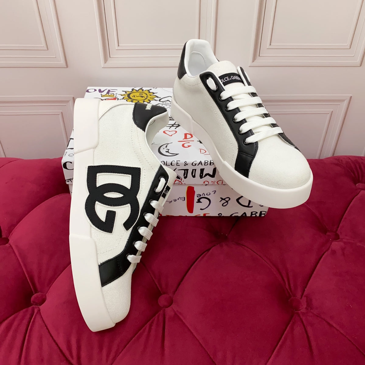 Dolce & Gabbana DG Heavy-Craft Calfskin Sneakers with 5D Accents