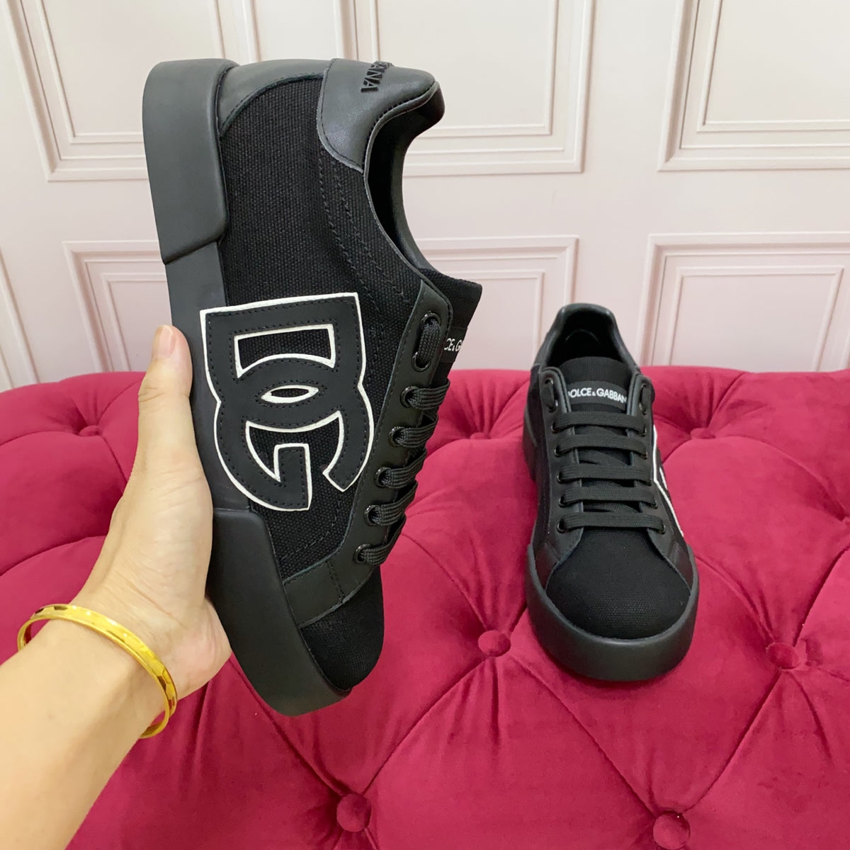 Dolce & Gabbana DG Heavy-Craft Calfskin Sneakers with 5D Accents