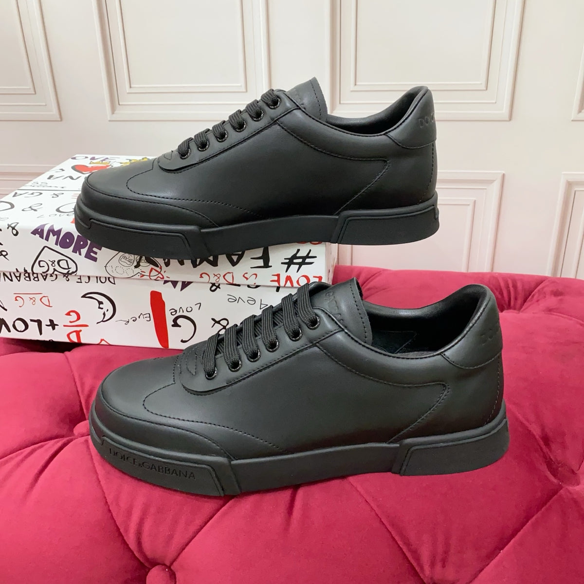 Dolce & Gabbana DG Heavy-Craft Calfskin Sneakers with 5D Accents