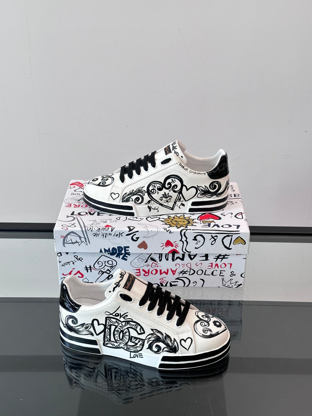 Dolce & Gabbana DG Heavy-Craft Calfskin Sneakers with 5D Accents