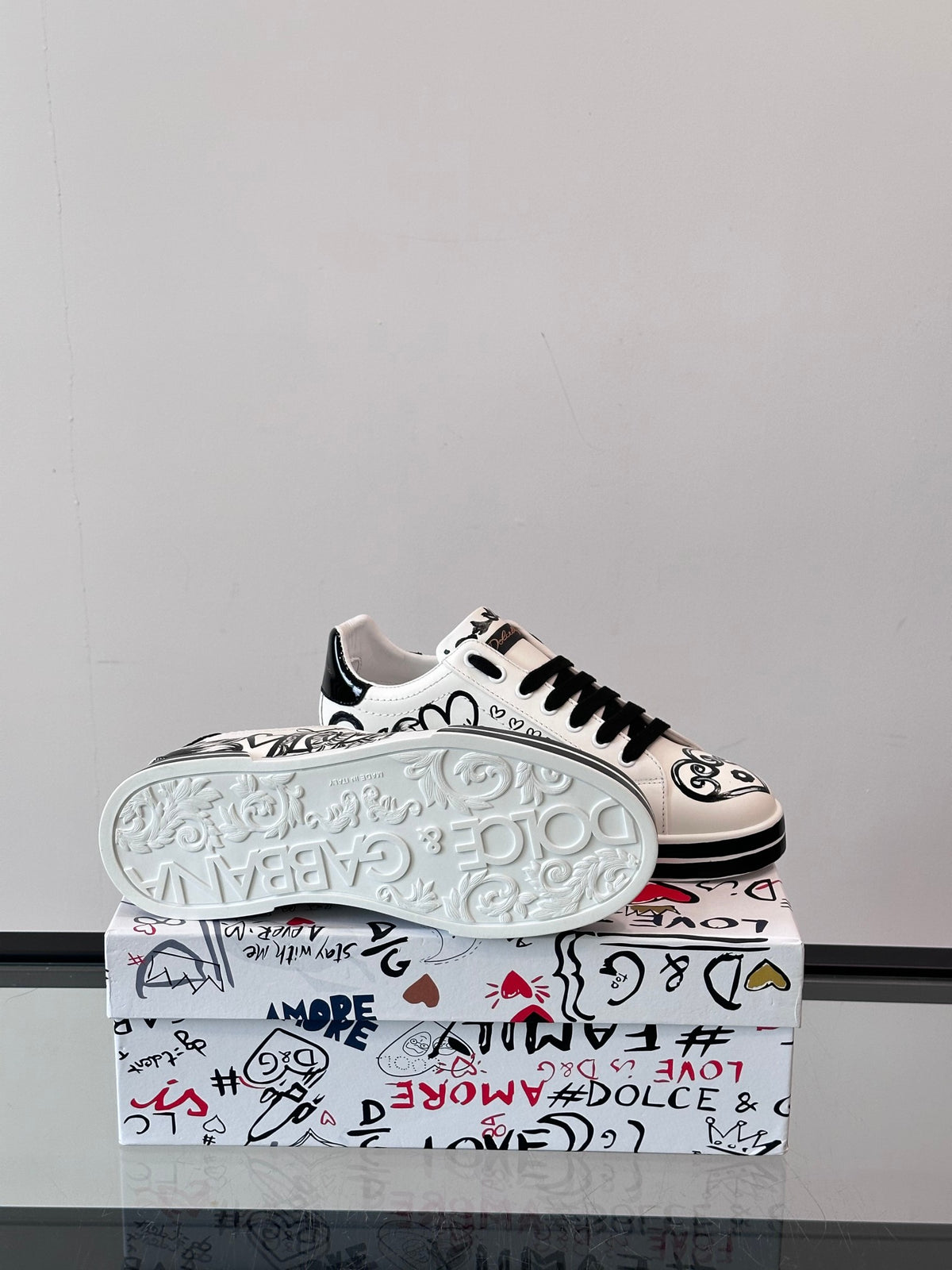 Dolce & Gabbana DG Heavy-Craft Calfskin Sneakers with 5D Accents