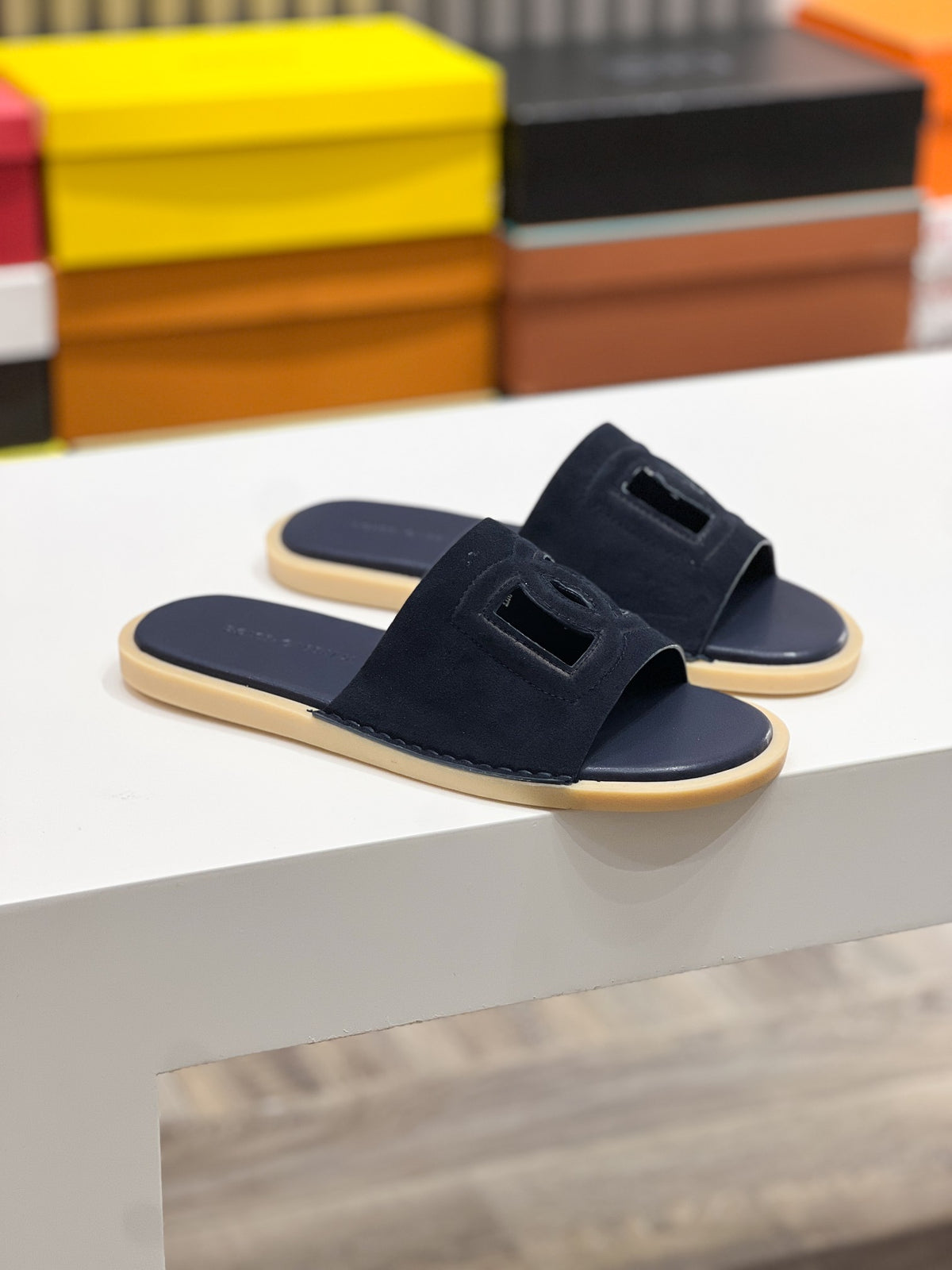 Dolce & Gabbana DG Men's Leather Strap Sandals with Aluminum Buckle