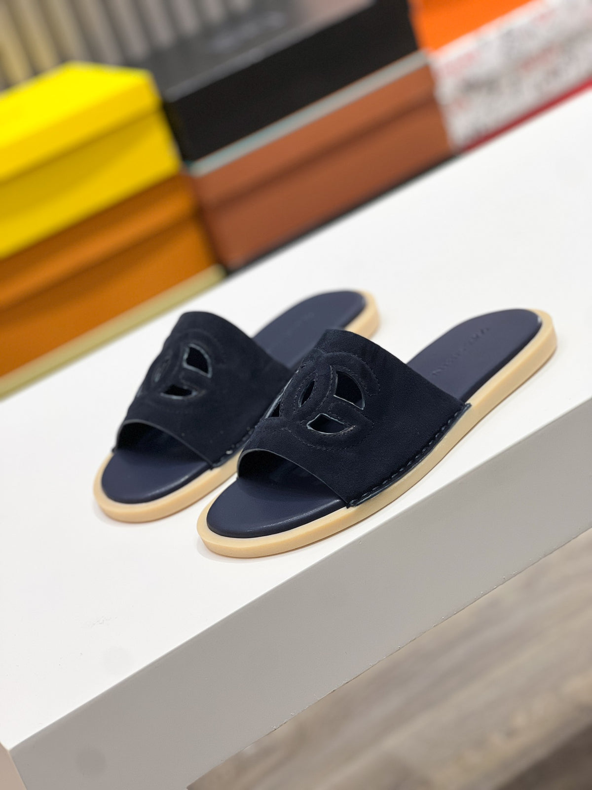 Dolce & Gabbana DG Men's Leather Strap Sandals with Aluminum Buckle