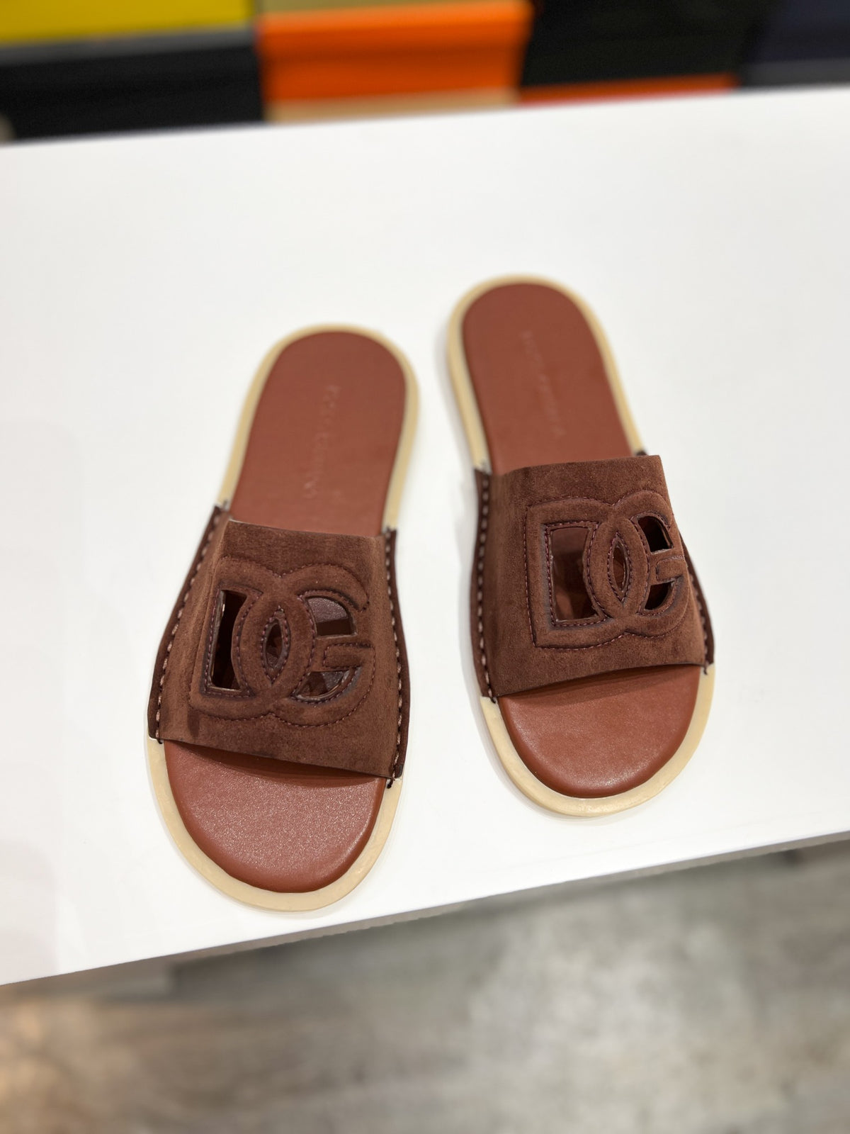 Dolce & Gabbana DG Men's Leather Strap Sandals with Aluminum Buckle