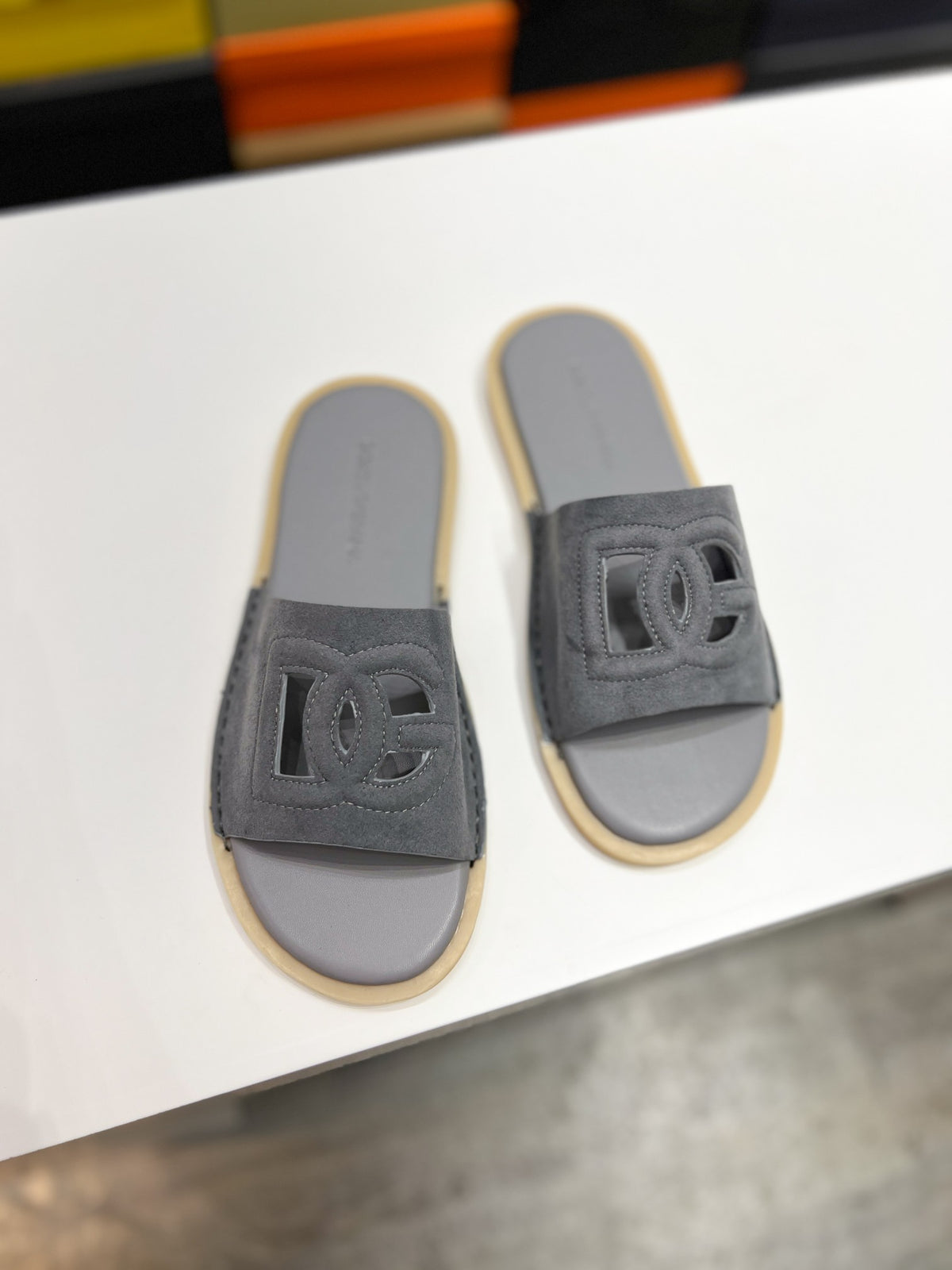 Dolce & Gabbana DG Men's Leather Strap Sandals with Aluminum Buckle