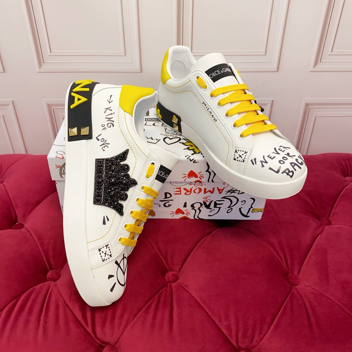 Dolce & Gabbana DG Heavy-Craft Calfskin Sneakers with 5D Accents