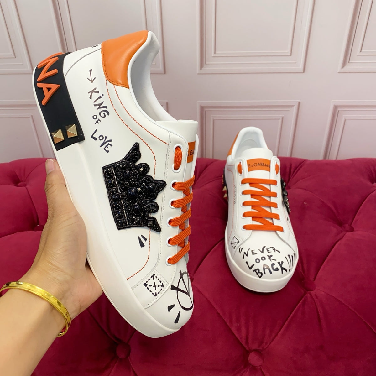 Dolce & Gabbana DG Heavy-Craft Calfskin Sneakers with 5D Accents