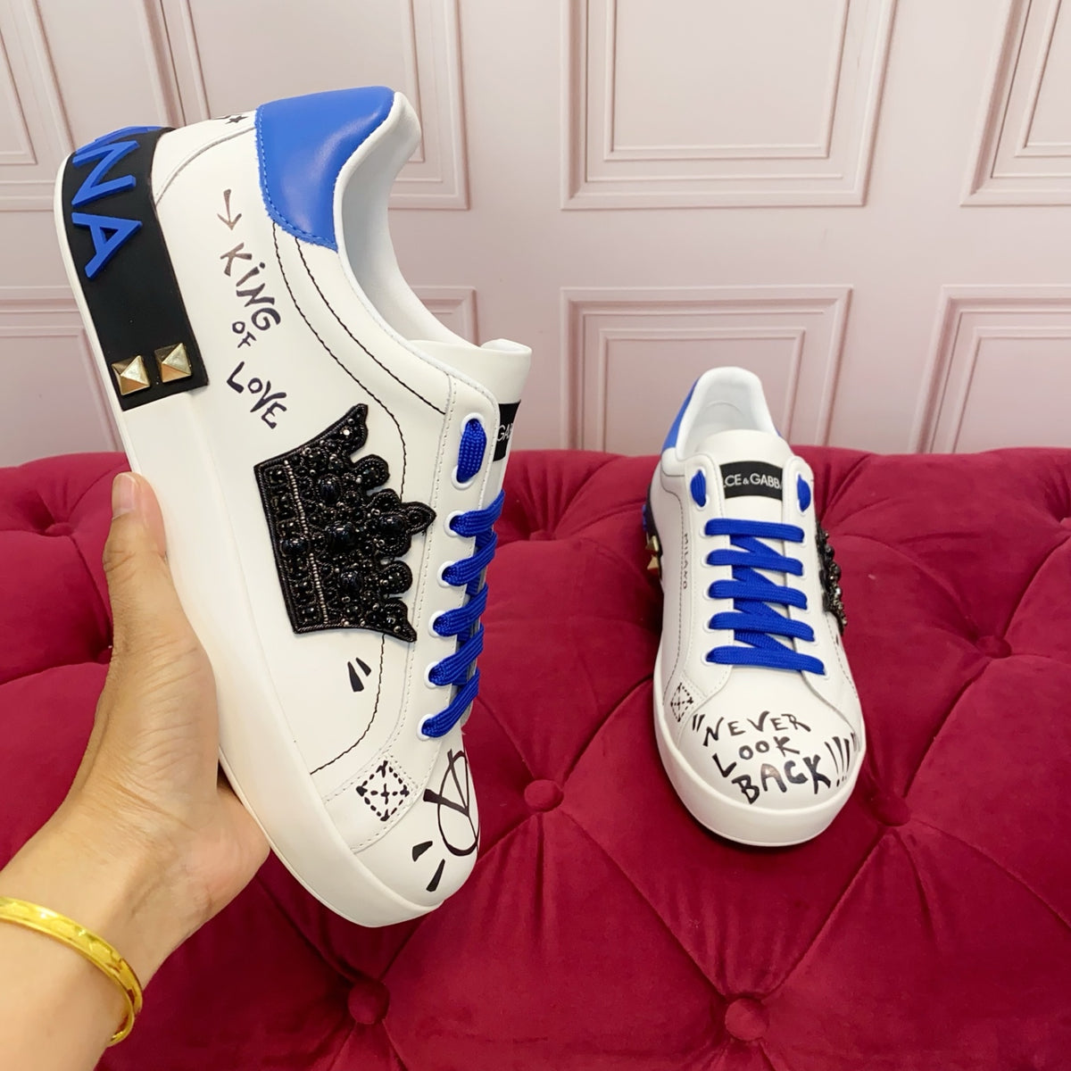 Dolce & Gabbana DG Heavy-Craft Calfskin Sneakers with 5D Accents