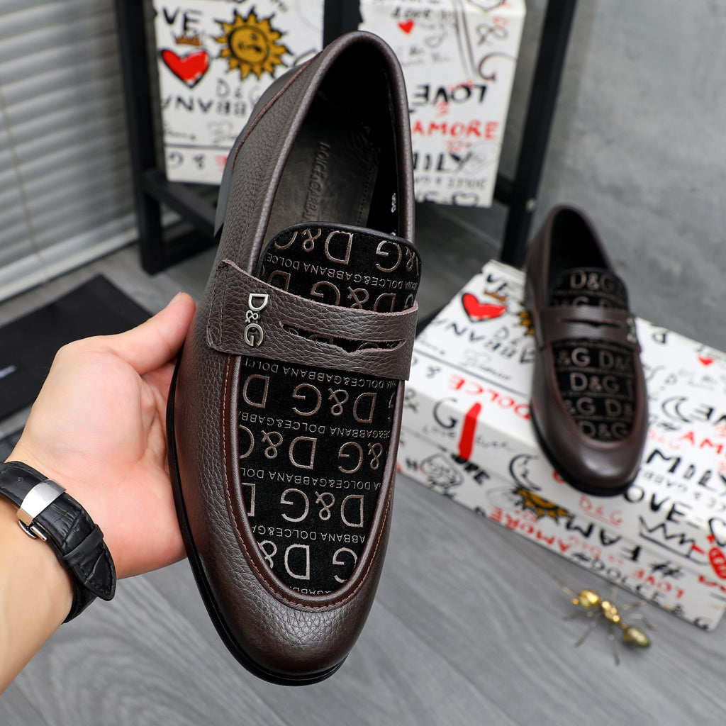 Dolce & Gabbana DG Men's Business Slip-On Dress Shoes with Metal Buckle
