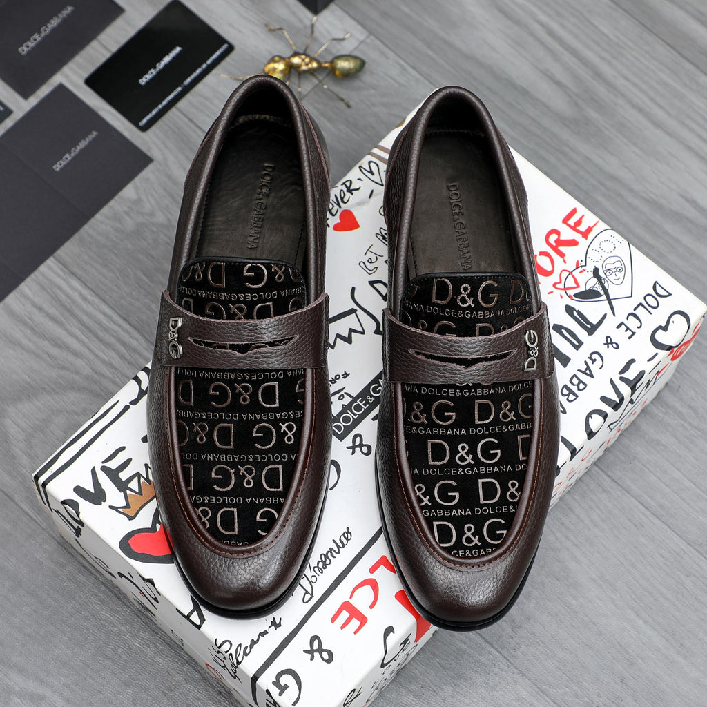 Dolce & Gabbana DG Men's Business Slip-On Dress Shoes with Metal Buckle