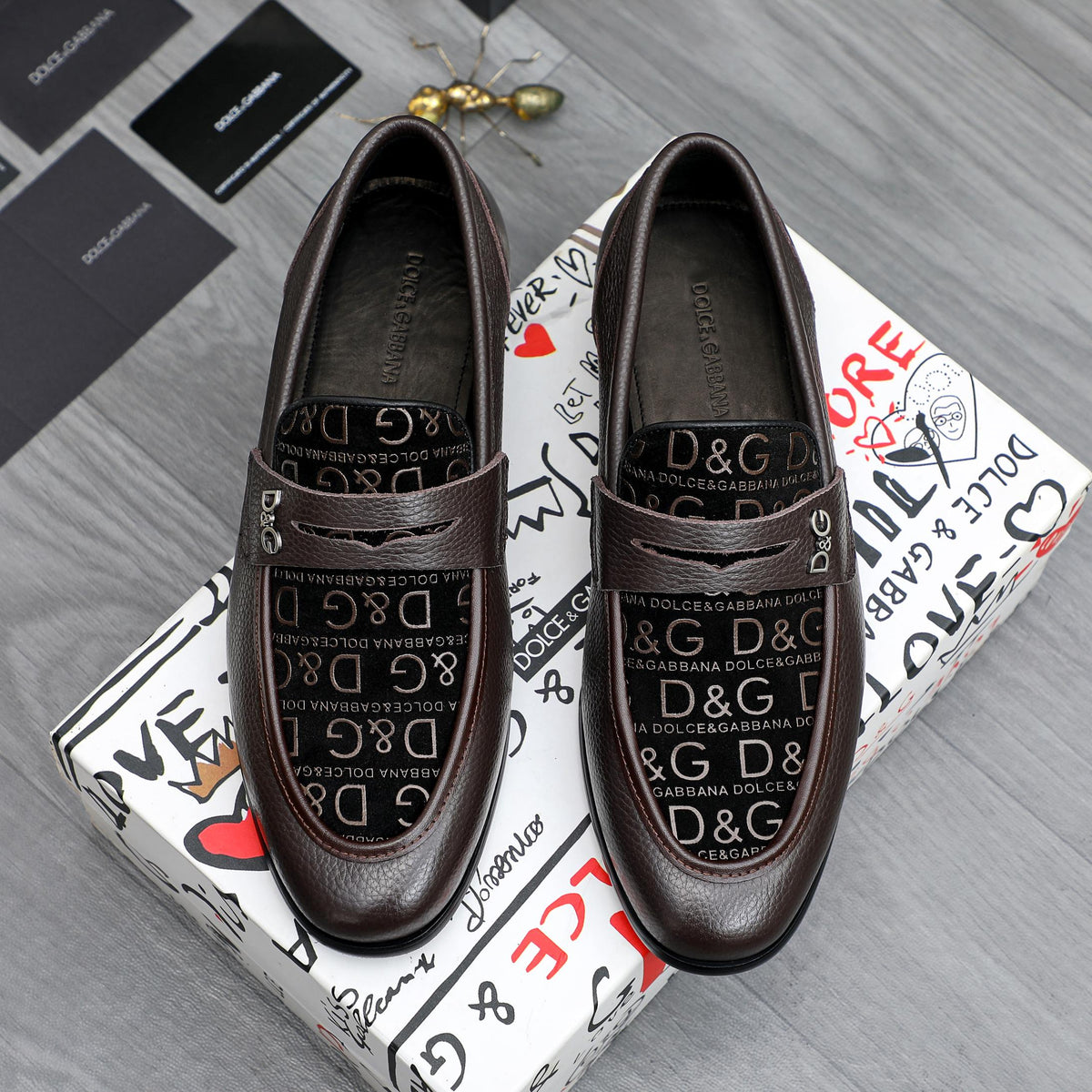 Dolce & Gabbana DG Men's Business Slip-On Dress Shoes with Metal Buckle