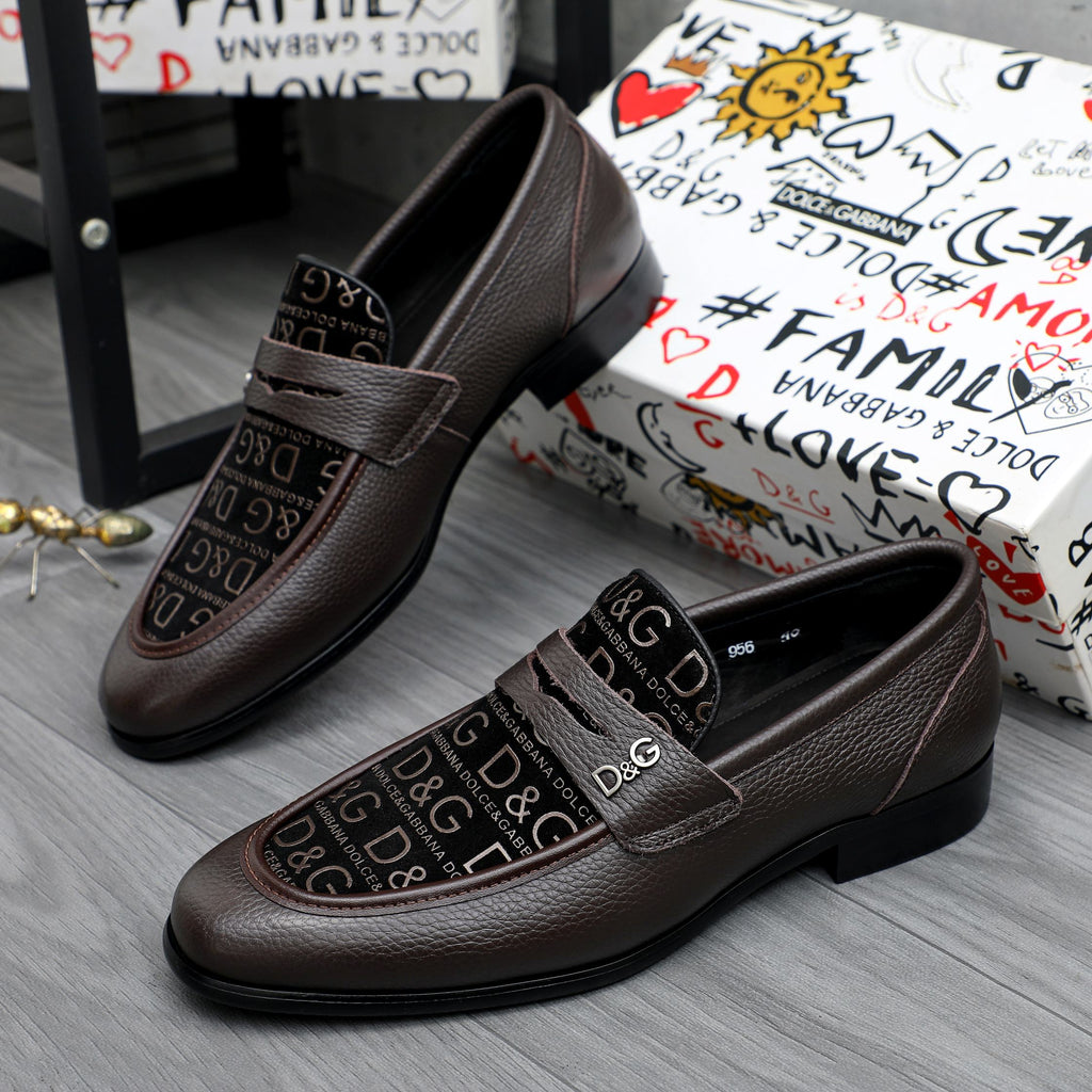 Dolce & Gabbana DG Men's Business Slip-On Dress Shoes with Metal Buckle