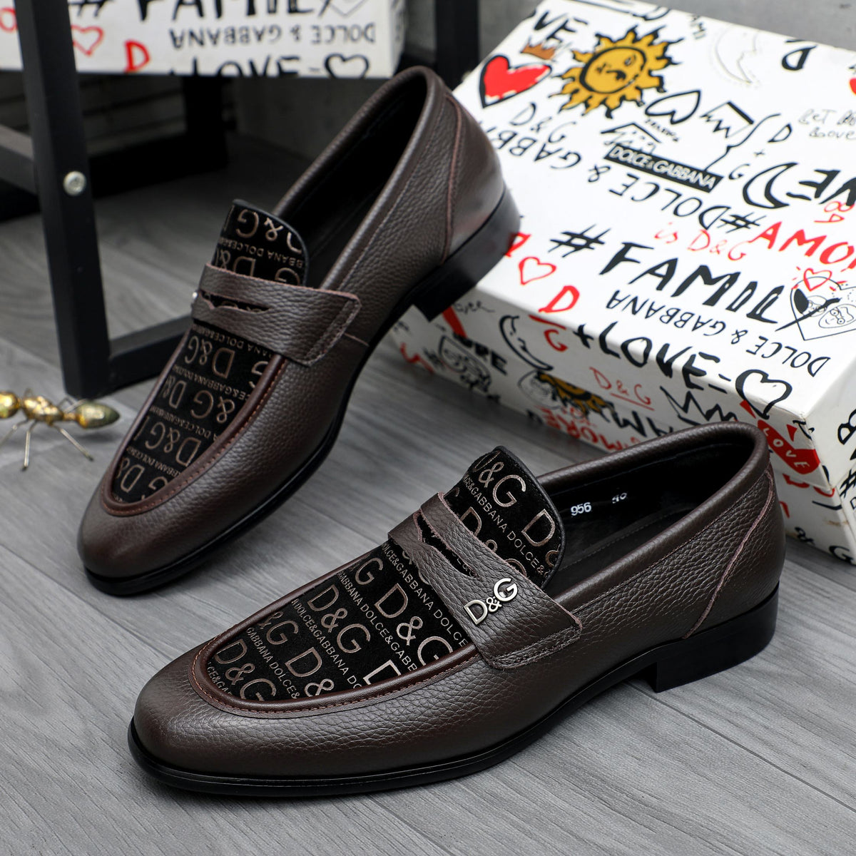 Dolce & Gabbana DG Men's Business Slip-On Dress Shoes with Metal Buckle