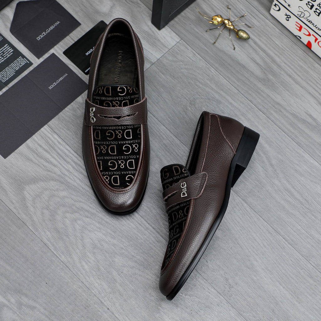 Dolce & Gabbana DG Men's Business Slip-On Dress Shoes with Metal Buckle
