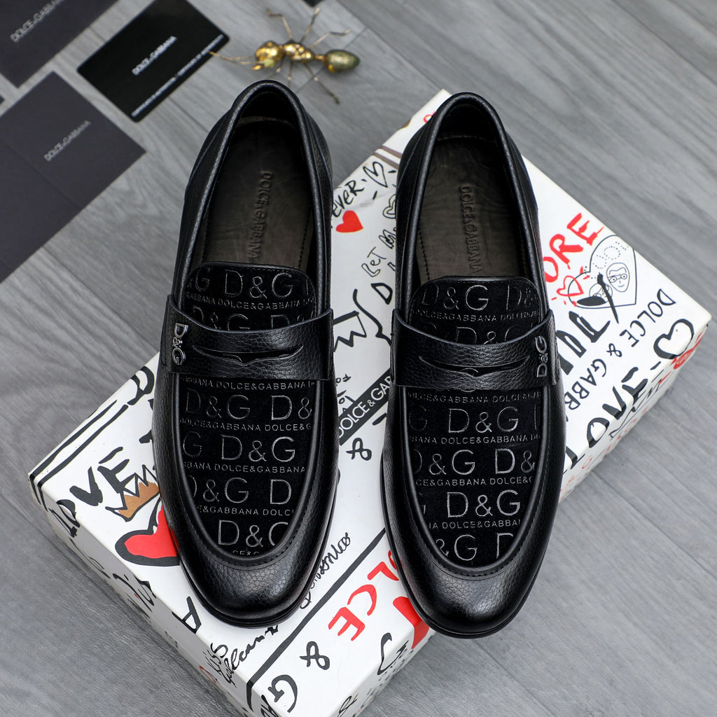 Dolce & Gabbana DG Men's Business Slip-On Dress Shoes with Metal Buckle