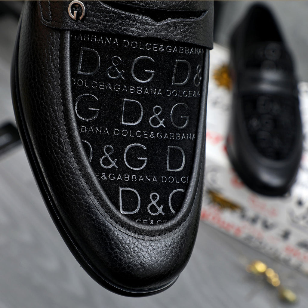 Dolce & Gabbana DG Men's Business Slip-On Dress Shoes with Metal Buckle