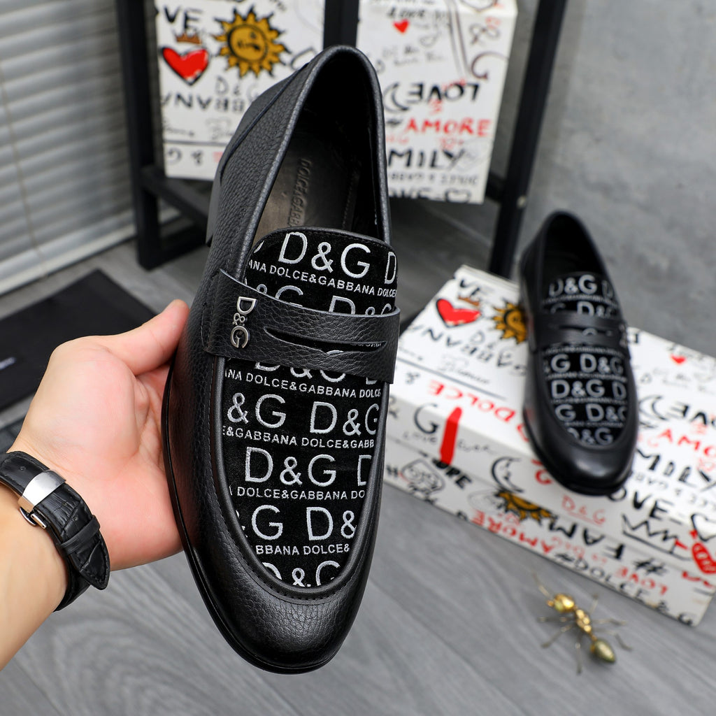 Dolce & Gabbana DG Men's Business Slip-On Dress Shoes with Metal Buckle