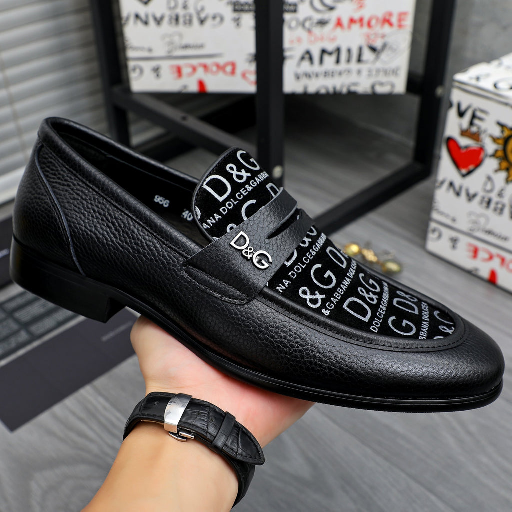 Dolce & Gabbana DG Men's Business Slip-On Dress Shoes with Metal Buckle