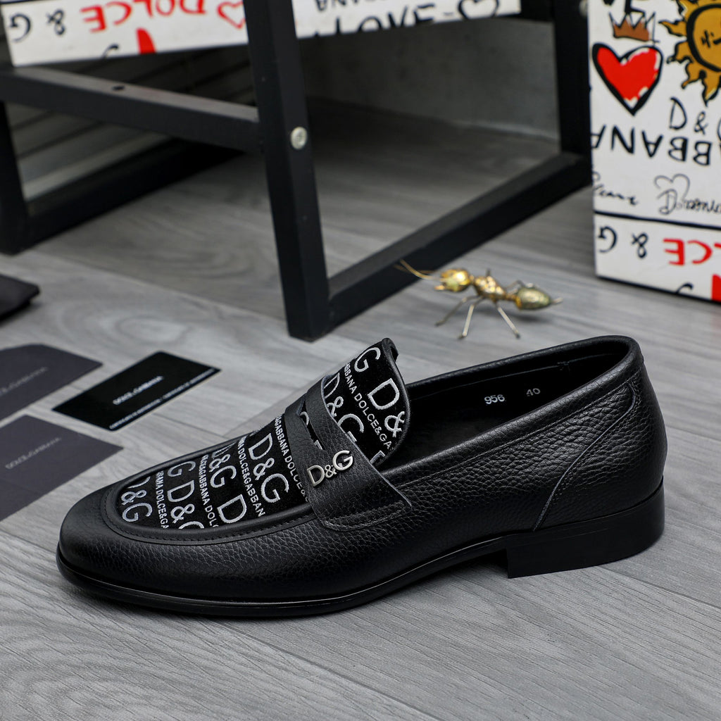Dolce & Gabbana DG Men's Business Slip-On Dress Shoes with Metal Buckle