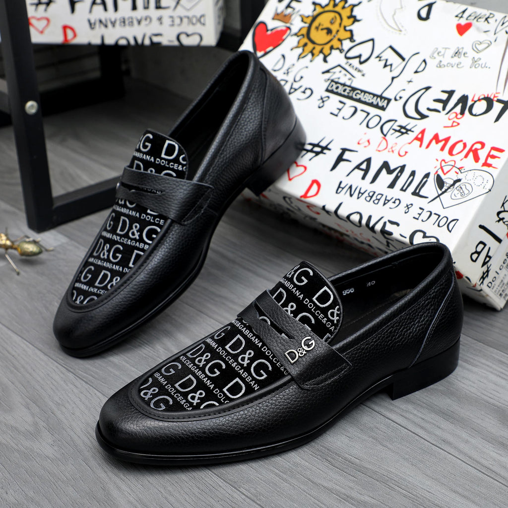 Dolce & Gabbana DG Men's Business Slip-On Dress Shoes with Metal Buckle
