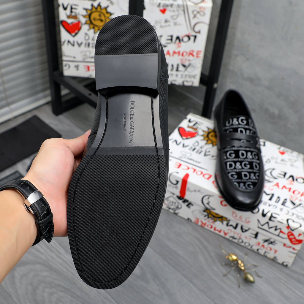 Dolce & Gabbana DG Men's Business Slip-On Dress Shoes with Metal Buckle