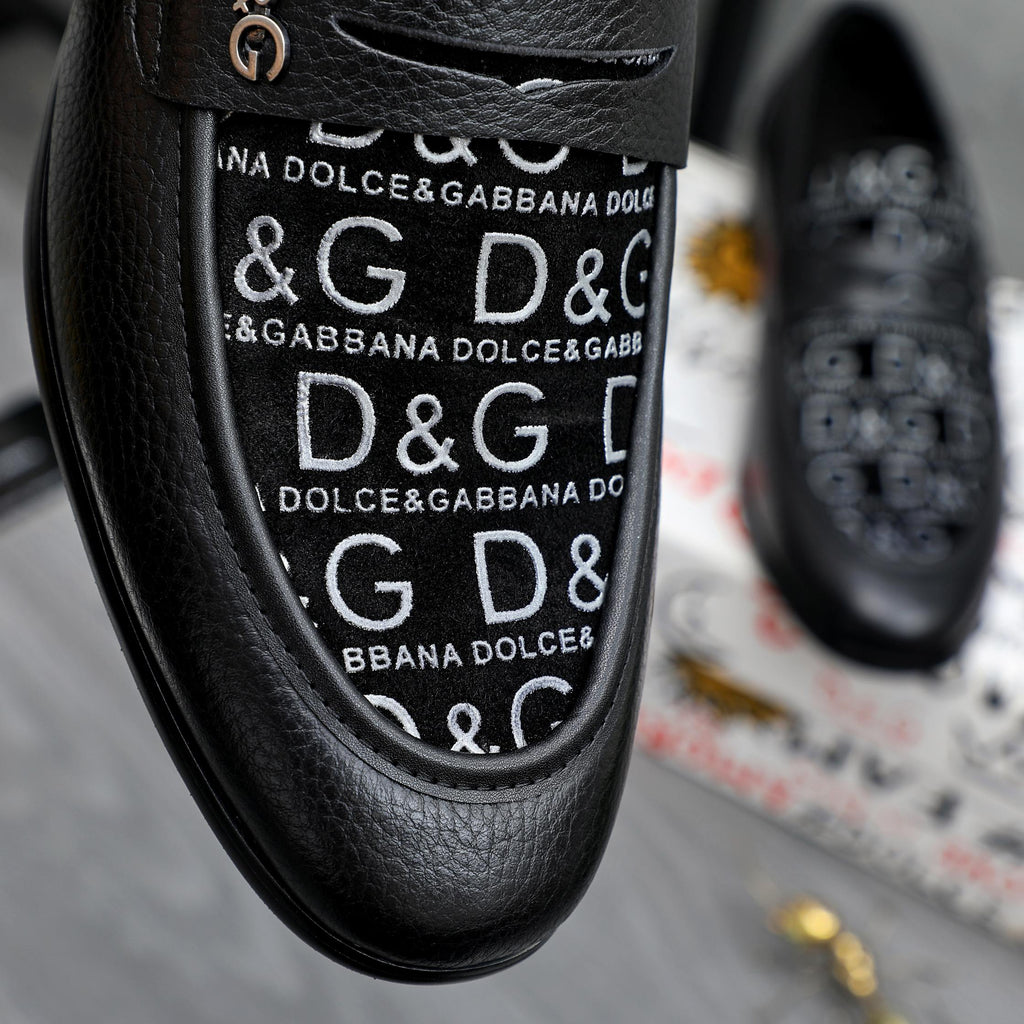 Dolce & Gabbana DG Men's Business Slip-On Dress Shoes with Metal Buckle