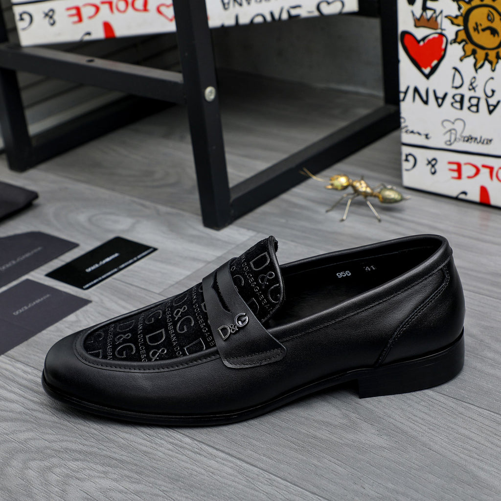 Dolce & Gabbana DG Men's Business Slip-On Dress Shoes with Metal Buckle