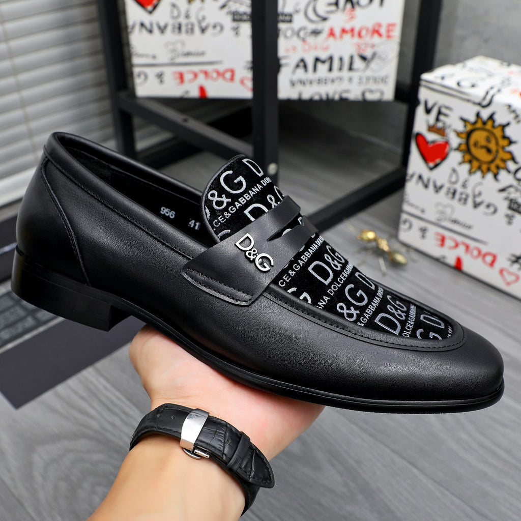 Dolce & Gabbana DG Men's Business Slip-On Dress Shoes with Metal Buckle