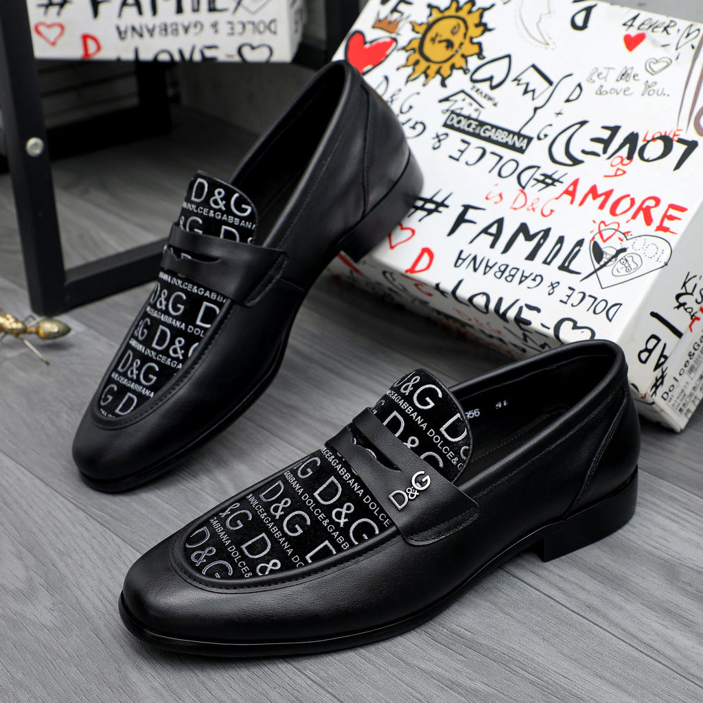 Dolce & Gabbana DG Men's Business Slip-On Dress Shoes with Metal Buckle