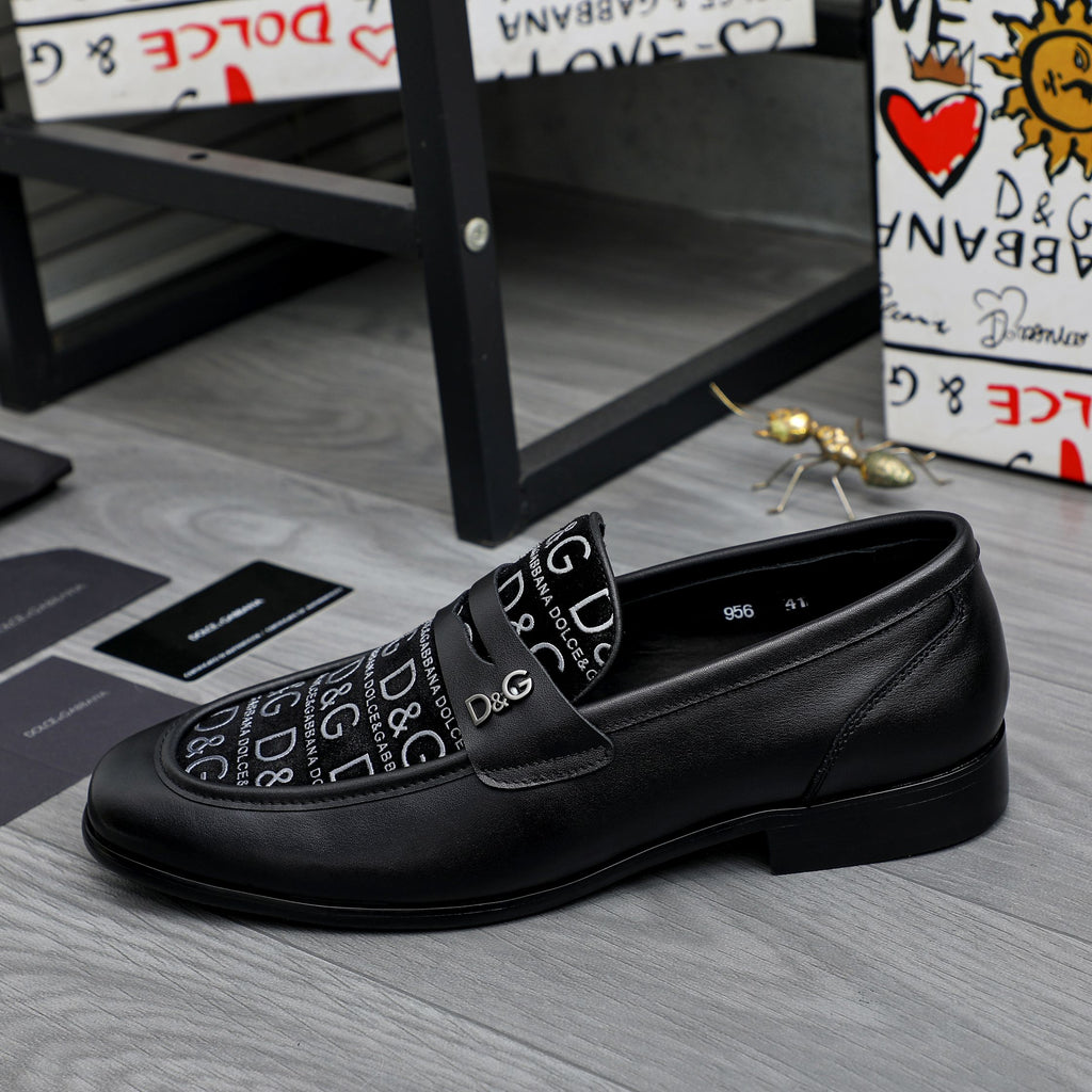 Dolce & Gabbana DG Men's Business Slip-On Dress Shoes with Metal Buckle