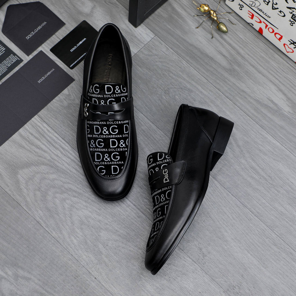 Dolce & Gabbana DG Men's Business Slip-On Dress Shoes with Metal Buckle