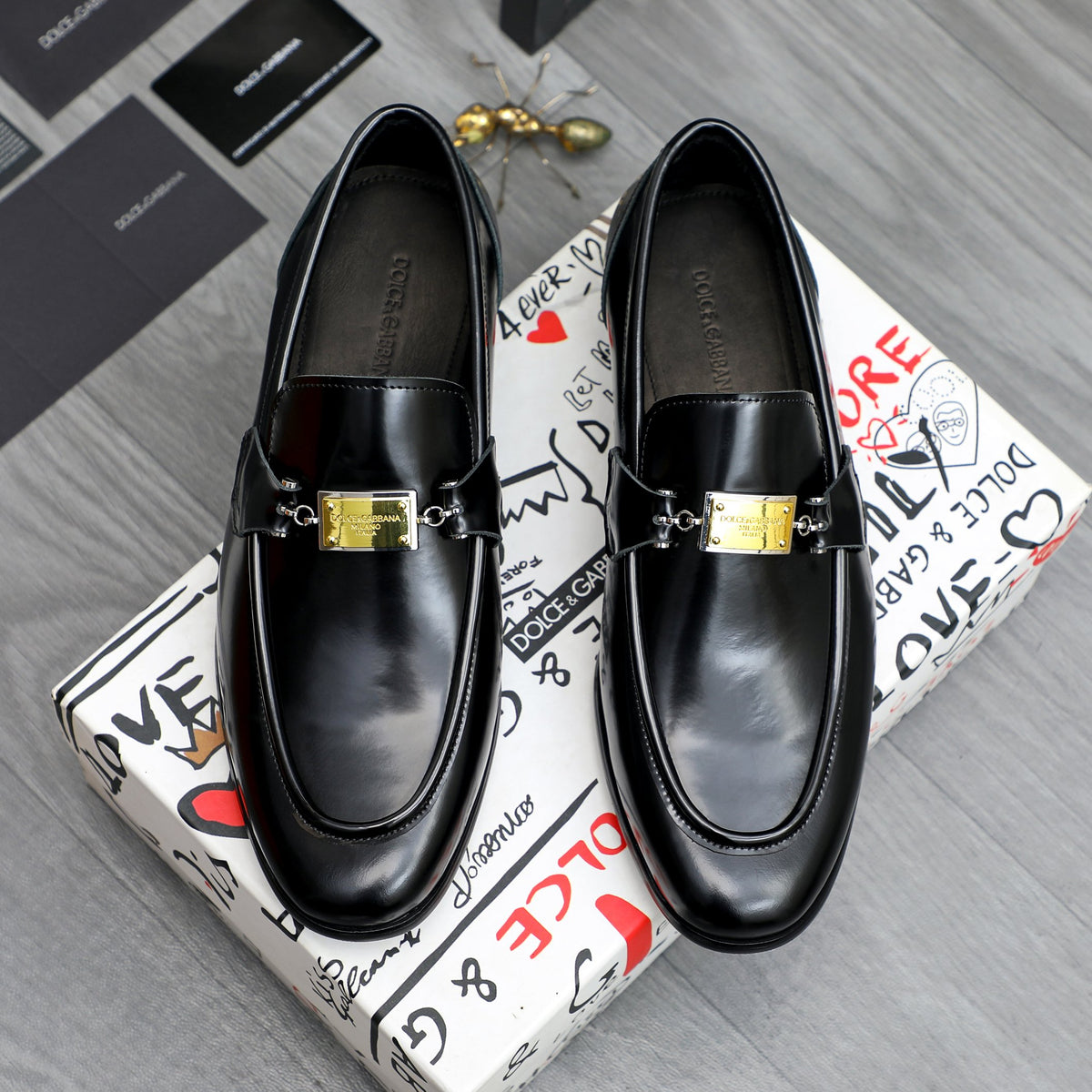Dolce & Gabbana DG Men's Business Slip-On Dress Shoes with Metal Buckle
