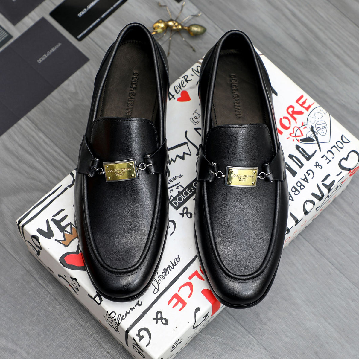 Dolce & Gabbana DG Men's Business Slip-On Dress Shoes with Metal Buckle
