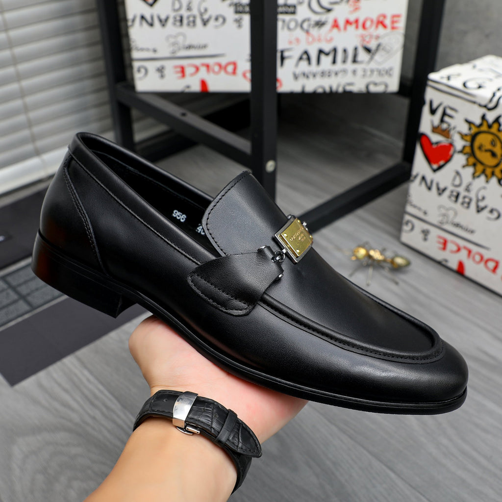 Dolce & Gabbana DG Men's Business Slip-On Dress Shoes with Metal Buckle