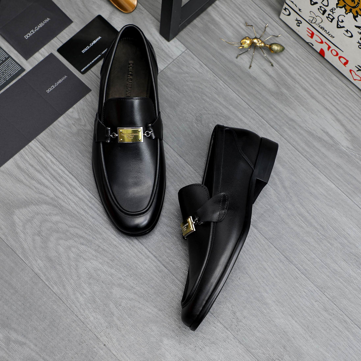 Dolce & Gabbana DG Men's Business Slip-On Dress Shoes with Metal Buckle